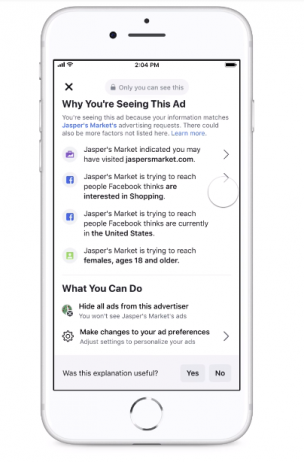 Facebook Why I am seeing this ad settings