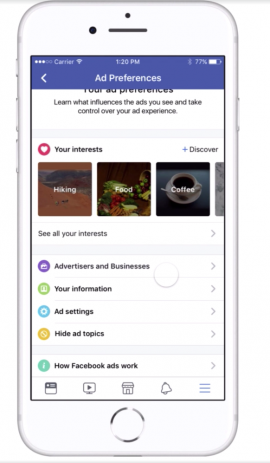 Facebook Ad Preferences settings